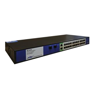 מתג Gigabit עם 24 יציאות PoE, שתי יציאות Uplink ושתי יציאות SFP. — GP 424 C